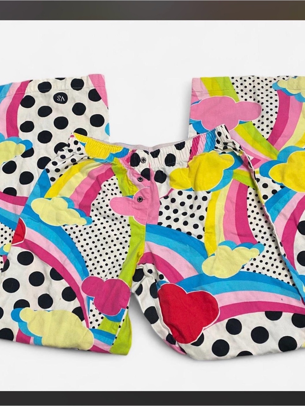 Y2KVictoria's Secret Rainbow Cloud Pajama Pants - Pink, Blue, Yellow, Black, Red